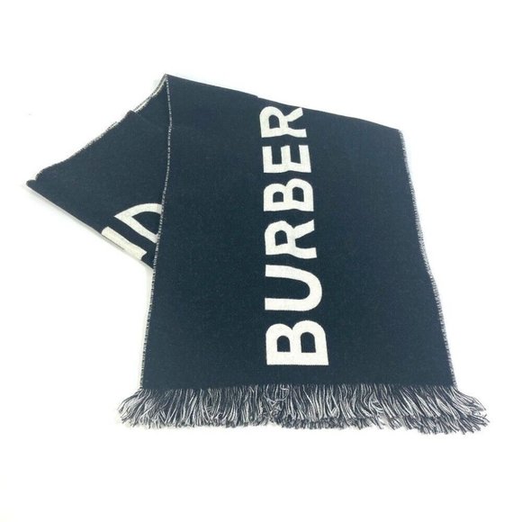AUTHENTICITY GUARANTEED BURBERRY bicolor fringe Scarf logo Scarf - Picture 1 of 6